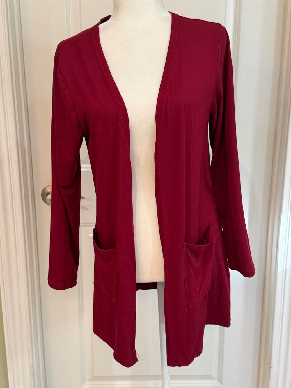 Burgundy Cardigan Open Front Long Tunic Cardigan Wine Lightweight